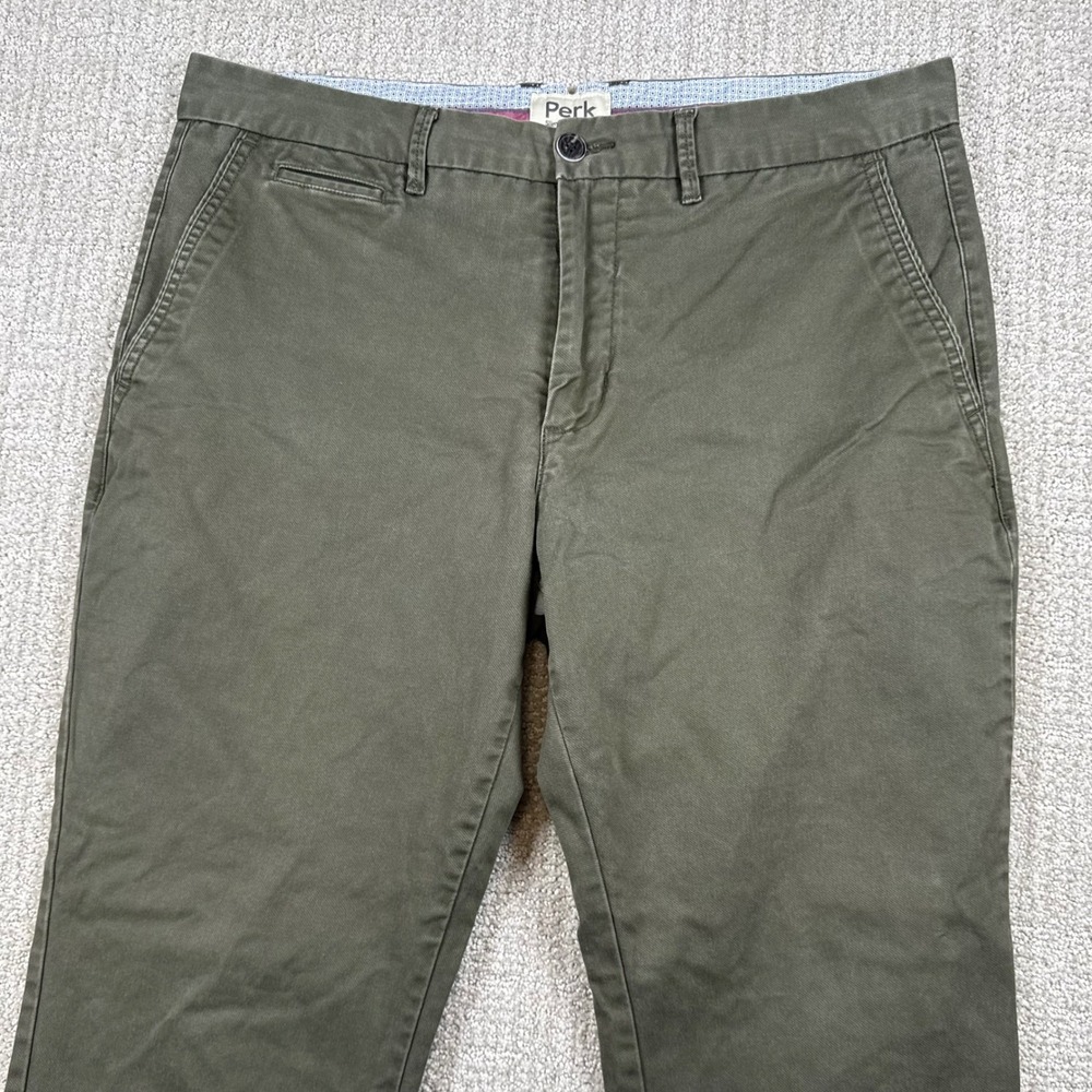 Perk Mens 36x30 Faded Olive Green Slim Fit Stretch Feel Good Chino Pants